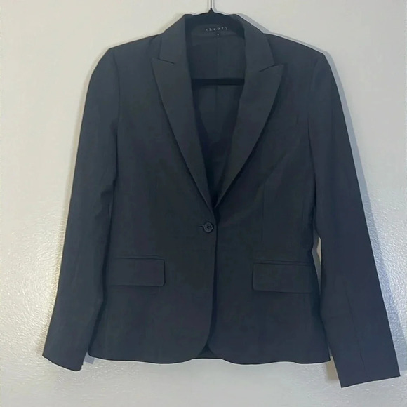Theory | Wool jacket/blazer Women’s size 4 Dark Gray fitted silhouette Stretch - Picture 1 of 12